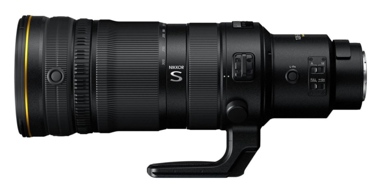 Nikkor Z 120-300mm f/2.8 TC VR S mit Stativkollier, Seitenansicht