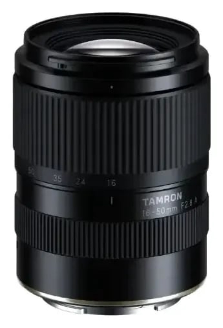 Tamron 16-50mm F2.8 A (B091) front view with zoom scale