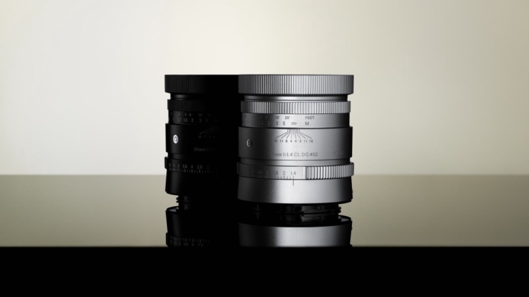 Sigma 50mm F1.4 CL DG | Contemporary in black and silver against a light backdrop