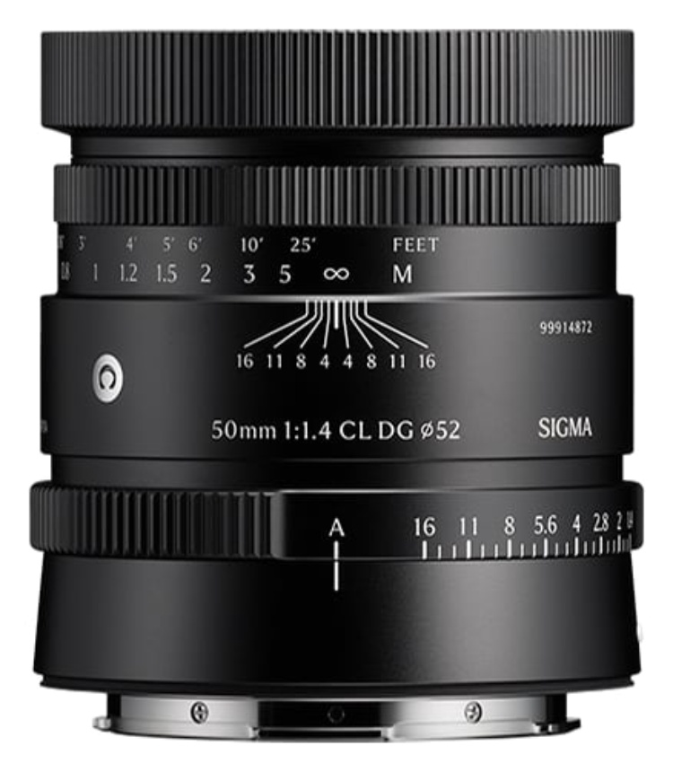 Sigma 50mm F1.4 CL DG | Contemporary in black, side view